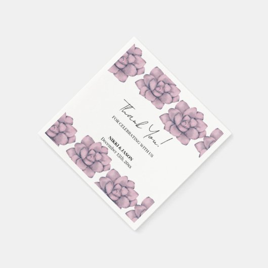 Elegante Aquarellfarben Rose Dank für Ihre Hochzei Serviette (Ecke)