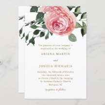 Elegante Aquarellfarben Rose Einladung Hochzeit