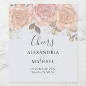 Elegante Aquarellfarben Rose Goldene Blätter Weinetikett (Einzelnes Label)