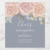 Elegante Aquarellfarben Rose Goldene Blätter Weinetikett (Einzelnes Label)