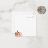 Elegante Aquarellfarben-Rose Handgeschriebene Text Mitteilungskarte (Vorderseite/Rückseite Beispiel)