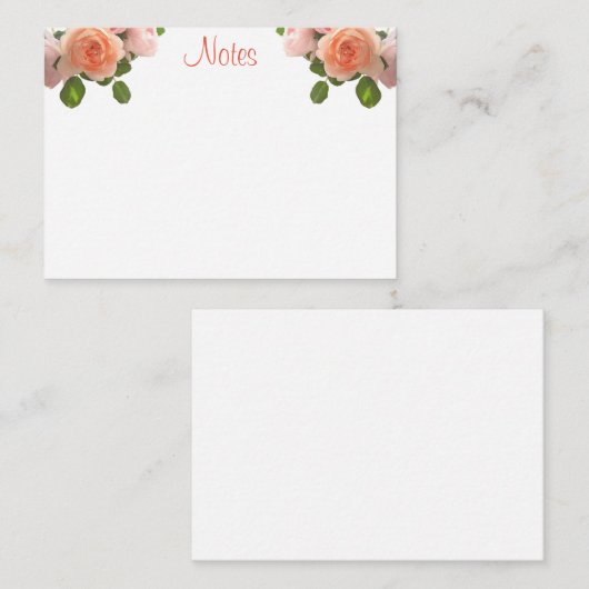 Elegante Aquarellfarben-Rose Handskriptvorlage Mitteilungskarte (Vorne/Hinten)