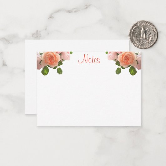 Elegante Aquarellfarben-Rose Handskriptvorlage Mitteilungskarte (Vorderseite/Rückseite Beispiel)