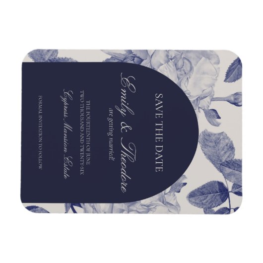 Elegante Aquarellfarben-Rose Hochzeit Sichern Sie Magnet (Horizontal)