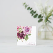 Elegante Aquarellfarben Rose Lila Quadratische Visitenkarte (Stehend Vorderseite)