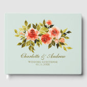 Elegante Aquarellfarben Rose Mint Green Wedding Gästebuch (Vorderseite)