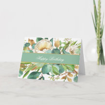 Elegante Aquarellfarben-Rose und Eukalyptuskarte