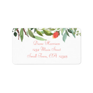 Elegante Aquarellfarben Rose und Foliage Border Adressaufkleber