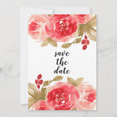 Elegante Aquarellfarben-Rote Rose Hochzeit Sichern Einladung (Rückseite)