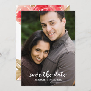 Elegante Aquarellfarben-Rote Rose Hochzeit Sichern Einladung