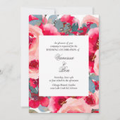 Elegante Aquarellfarben Rote Rosen Einladung Hochz (Vorderseite)