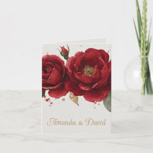 Elegante Aquarellfarben Rote Rosen mit Goldenem Gl