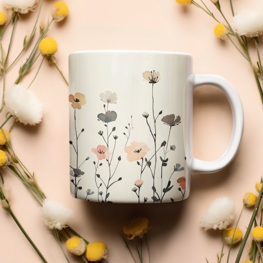Elegante Aquarellfarben Rustikale Wildblumen Zweifarbige Tasse