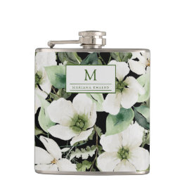 Elegante Aquarellfarben, schwarz und weiß Flachmann