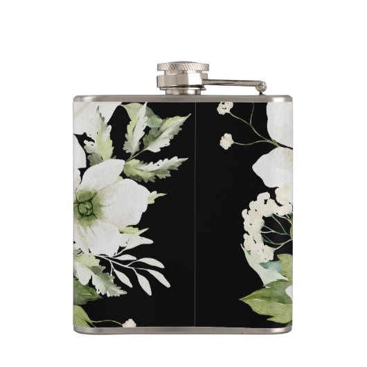 Elegante Aquarellfarben, schwarz und weiß Flachmann (Rückseite)