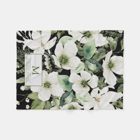 Elegante Aquarellfarben, schwarz und weiß Fleecedecke (Vorderseite (Horizontal))