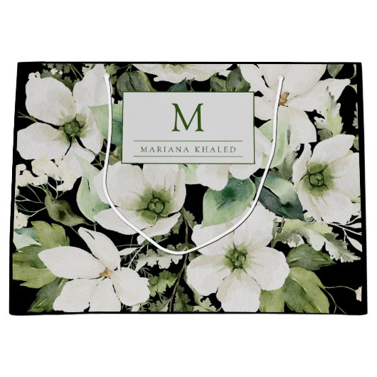 Elegante Aquarellfarben, schwarz und weiß Große Geschenktüte (Vorderseite)