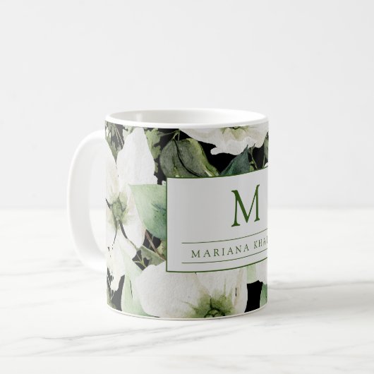 Elegante Aquarellfarben, schwarz und weiß Kaffeetasse (Vorderseite Links)