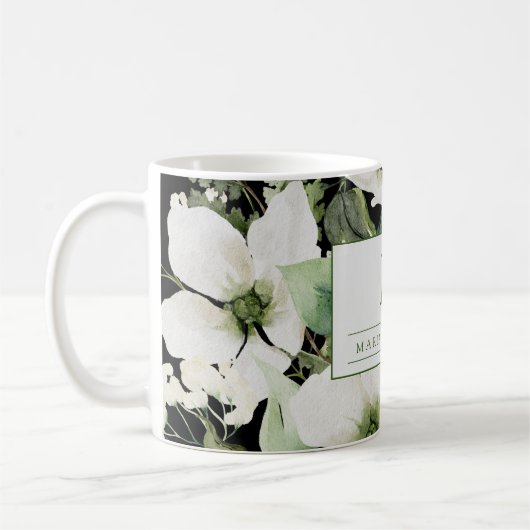 Elegante Aquarellfarben, schwarz und weiß Kaffeetasse (Links)