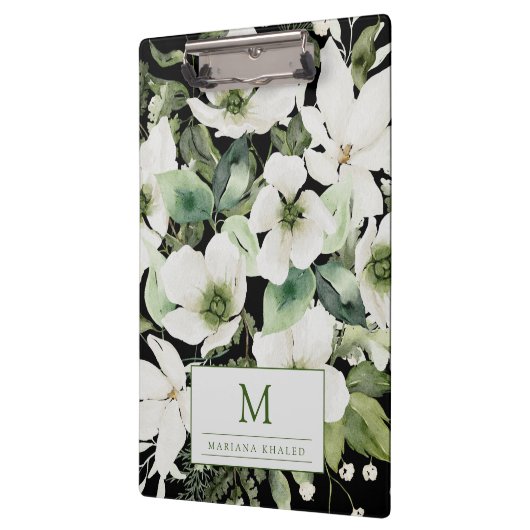 Elegante Aquarellfarben, schwarz und weiß Klemmbrett (Links)