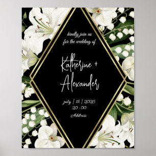 Elegante Aquarellfarben, schwarz und weiß Poster