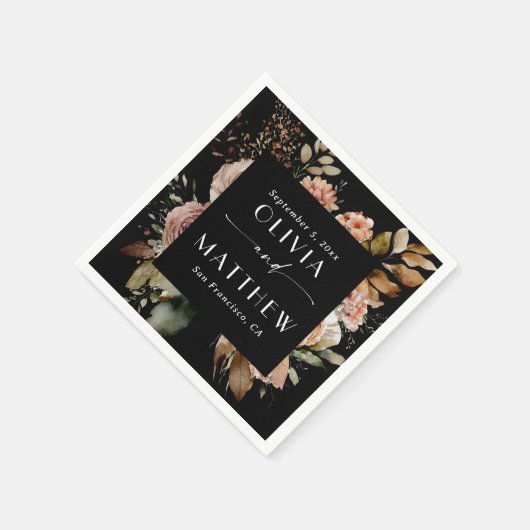 Elegante Aquarellfarben schwarzer Fall Serviette (Ecke)