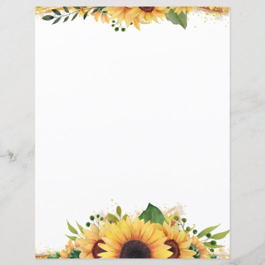 Elegante Aquarellfarben Sonnenblumen Blumen (Rückseite)