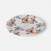 Elegante Aquarellfarben Spielerische Schmetterling Pappteller (Schrägansicht)