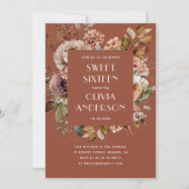 Elegante Aquarellfarben Terrakotta Süß 16 Einladung (Vorderseite)