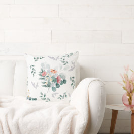 Elegante Aquarellfarben-Wildblume Eukalyptus-Blätt Kissen