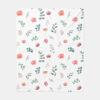 Elegante Aquarellfarben-Wildblume Fleecedecke