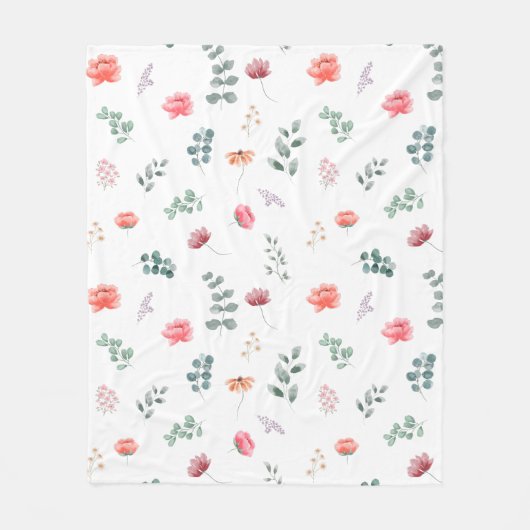 Elegante Aquarellfarben-Wildblume Fleecedecke (Vorderseite)