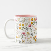Elegante Aquarellfarben Wildblume Rosa Kaffee Tass Zweifarbige Tasse (Links)