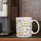 Elegante Aquarellfarben Wildblume Rosa Kaffee Tass Zweifarbige Tasse