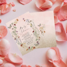 Elegante Aquarellfarben-Wildblume und Schmetterlin