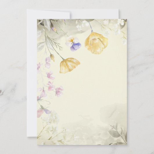 Elegante Aquarellfarben-Wildblumen - Altersvorsorg Einladung (Rückseite)