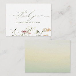 Elegante Aquarellfarben Wildblumen Babyflachkarte Mitteilungskarte