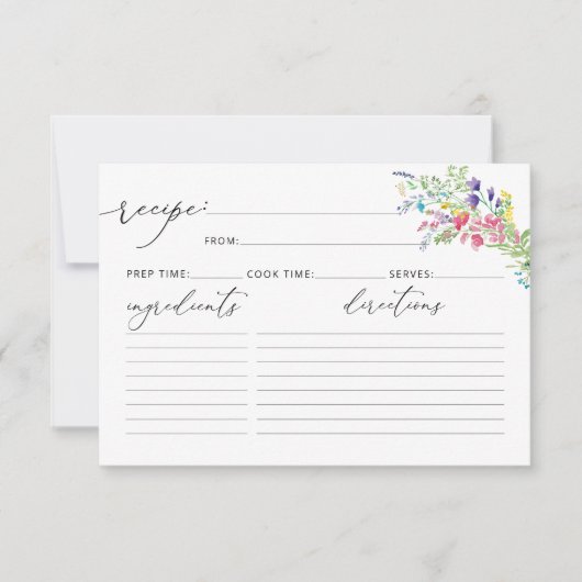 Elegante Aquarellfarben-Wildblumen Empfehlungskart (Vorderseite)