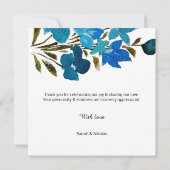 Elegante Aquarellfarben Wildblumen Flat Dankeschön Dankeskarte (Rückseite)