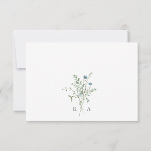 Elegante Aquarellfarben-Wildblumen Hochzeit des RS RSVP Karte (Rückseite)