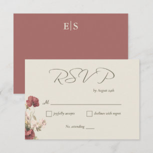 Elegante Aquarellfarben-Wildblumen Hochzeit-RSVP-K RSVP Karte