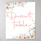 Elegante Aquarellfarben Wildblumen Party Dessert Poster (Vorne)