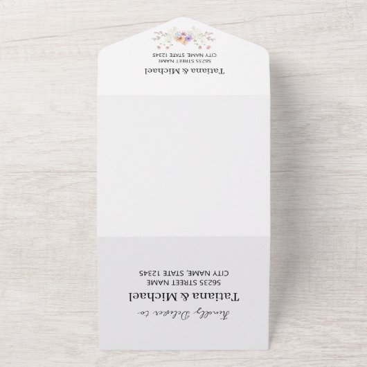 Elegante Aquarellfarben-Wildblumen qr All In One Einladung (Außenbereich)