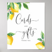 Elegante Aquarellfarben Zitronen Karten und Gesche Poster (Vorne)