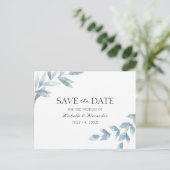 Elegante Aquarellfärbung Botanisch Save the Date Postkarte (Stehend Vorderseite)
