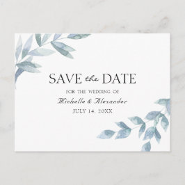 Elegante Aquarellfärbung Botanisch Save the Date Postkarte