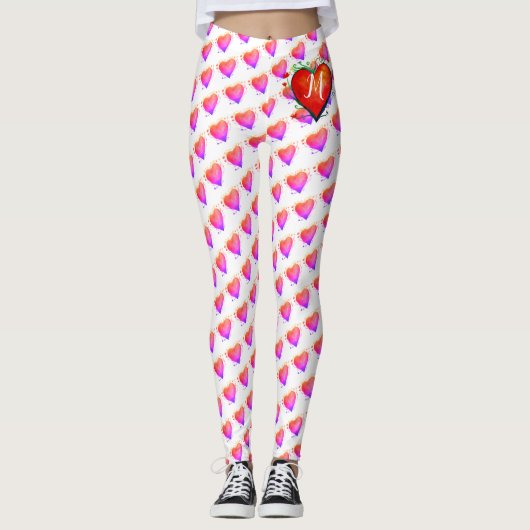 Elegante Aquarellfedern Custom Leggings (Vorderseite)