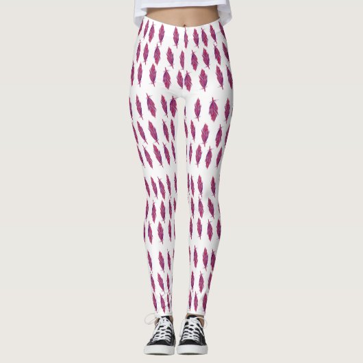 Elegante Aquarellfedern Custom Leggings (Vorderseite)