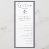 Elegante Aquarellfeier düster-grauer Kaligraphie Programm (Vorderseite)