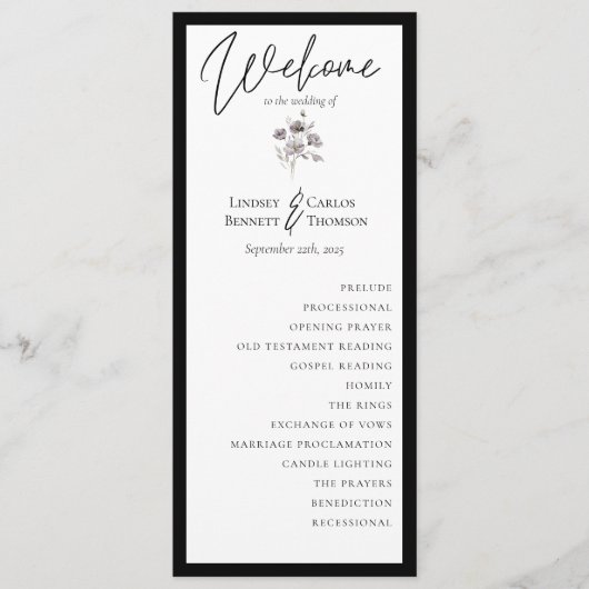 Elegante Aquarellfeier Programm (Vorderseite)